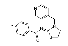 4-fluoro-N-[3-(pyridin-4-ylmethyl)-1,3-thiazolidin-2-ylidene]benzamide结构式