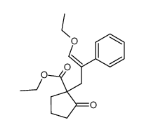 Ethyl 1-(3-ethoxy-2-phenyl-2-propenyl)-2-oxocyclopentanecarboxylate结构式