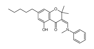5-hydroxy-2,2-dimethyl-3-((methyl(phenyl)amino)methylene)-7-pentylchroman-4-one Structure