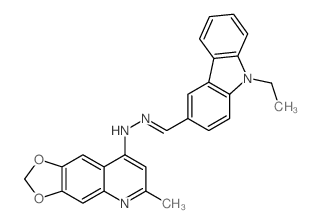 9H-Carbazole-3-carboxaldehyde, 9-ethyl-, (6-methyl-1,3-dioxolo[4,5-g]quinolin-8-yl)hydrazone Structure