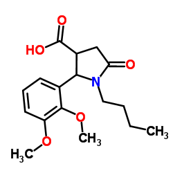 1-Butyl-2-(2,3-dimethoxyphenyl)-5-oxo-3-pyrrolidinecarboxylic acid Structure