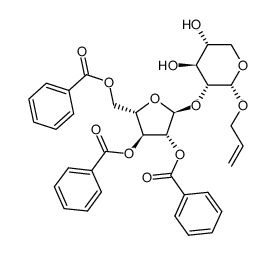 allyl 2,3,5-tri-O-benzoyl-α-L-arabinofuranosyl-(1->2)-α-D-xylopyranoside结构式