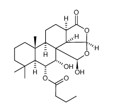 6α,7α,17β-trihydroxy-15β-17-oxidospongian-16-one 6-butyrate Structure