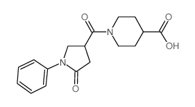 1-[(5-oxo-1-phenylpyrrolidin-3-yl)carbonyl]piperidine-4-carboxylic acid结构式