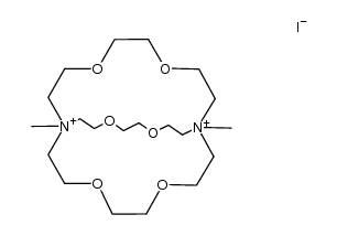 mono(1,10-dimethyl-4,7,13,16,21,24-hexaoxa-1,10-diazabicyclo[8.8.8]hexacosane-1,10-diium) monoiodide结构式