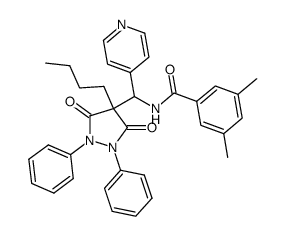 4-butyl-4-<(3,5-dimethylbenzoylamino)(4-pyridyl)methyl>-1,2-diphenyl-3,5-pyrazolidinedione结构式