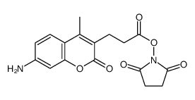 (2,5-dioxopyrrolidin-1-yl) 3-(7-amino-4-methyl-2-oxochromen-3-yl)propanoate Structure