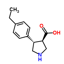 (3R,4S)-4-(4-Ethylphenyl)-3-pyrrolidinecarboxylic acid structure