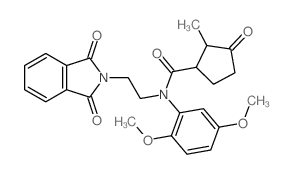 N-(2,5-dimethoxyphenyl)-N-[2-(1,3-dioxoisoindol-2-yl)ethyl]-2-methyl-3-oxo-cyclopentane-1-carboxamide结构式