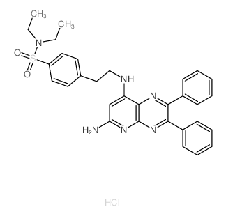 4-[2-[(9-amino-3,4-diphenyl-2,5,10-triazabicyclo[4.4.0]deca-2,4,7,9,11-pentaen-7-yl)amino]ethyl]-N,N-diethyl-benzenesulfonamide结构式