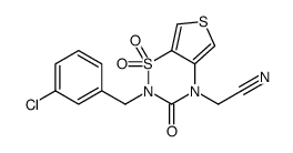 2-[2-[(3-chlorophenyl)methyl]-1,1,3-trioxothieno[3,4-e][1,2,4]thiadiazin-4-yl]acetonitrile Structure