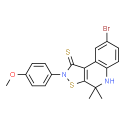 8-bromo-4,4-dimethyl-2-[4-(methyloxy)phenyl]-4,5-dihydroisothiazolo[5,4-c]quinoline-1(2H)-thione Structure