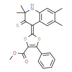 methyl (2Z)-5-phenyl-2-(2,2,6,7-tetramethyl-3-thioxo-2,3-dihydroquinolin-4(1H)-ylidene)-1,3-dithiole-4-carboxylate Structure