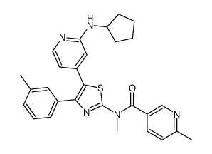 N-[5-[2-(cyclopentylamino)pyridin-4-yl]-4-(3-methylphenyl)-1,3-thiazol-2-yl]-N,6-dimethylpyridine-3-carboxamide结构式