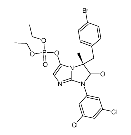 phosphoric acid 5-(4-bromobenzyl)-7-(3,5-dichlorophenyl)-5-methyl-6-oxo-6,7-dihydro-5H-imidazo[1,2-a]imidazol-3-yl ester diethyl ester Structure