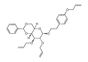 2-(4-allyloxyphenyl)ethyl 2,3-di-O-allyl-4,6-O-benzylidene-β-D-glucopyranoside结构式