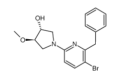 (6-(3R,4R)-3-hydroxy-4-methoxypyrrolidine-1-yl)-3-bromo-2-benzylpyridine Structure