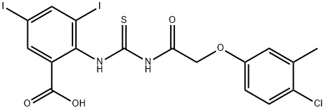 2-[[[[(4-chloro-3-methylphenoxy)acetyl]amino]thioxomethyl]amino]-3,5-diiodo-benzoic acid结构式