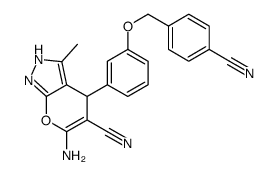 6-amino-4-[3-[(4-cyanophenyl)methoxy]phenyl]-3-methyl-2,4-dihydropyrano[2,3-c]pyrazole-5-carbonitrile结构式