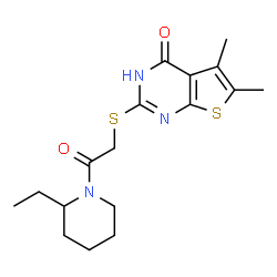 Piperidine, 1-[[(1,4-dihydro-5,6-dimethyl-4-oxothieno[2,3-d]pyrimidin-2-yl)thio]acetyl]-2-ethyl- (9CI) Structure