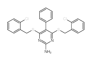 4,6-bis[(2-chlorophenyl)methylsulfanyl]-5-phenyl-pyrimidin-2-amine结构式