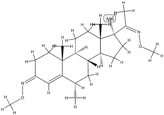 17-Hydroxy-6α-methylpregn-4-ene-3,20-dione bis(O-methyl oxime)结构式