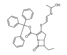 1-Azabicyclo(3.2.0)hept-2-ene-2-carboxylic acid, 3-((2-(acetylamino)et henyl)thio)-6-ethyl-7-oxo-, triphenylmethyl ester结构式