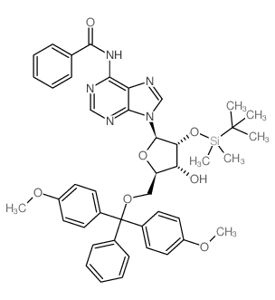 5'-o-(4,4'-二甲氧基三苯甲基)-2'-o-叔丁基二甲基硅基-N6-苯甲酰基腺苷结构式