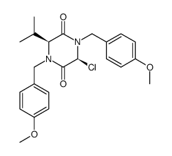 (3S,6S)-3-chloro-6-isopropyl-1,4-bis(4-methoxybenzyl)piperazine-2,5-dione结构式