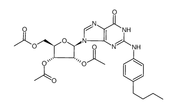 N2-(4-n-butylphenyl)-2',3',5'-O-triacetylguanosine结构式