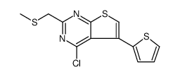 Thieno[2,3-d]pyrimidine, 4-chloro-2-[(methylthio)methyl]-5-(2-thienyl)结构式