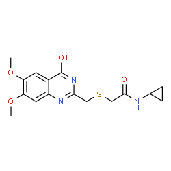 N-cyclopropyl-2-{[(4-hydroxy-6,7-dimethoxyquinazolin-2-yl)methyl]sulfanyl}acetamide结构式