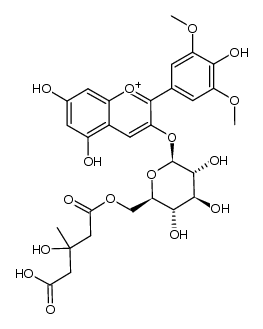 malvidin 3-O-[6-O-(3-hydroxy-3-methylglutaroyl)-β-D-glucopyranoside]结构式