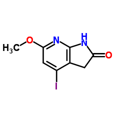 4-Iodo-6-methoxy-1,3-dihydro-2H-pyrrolo[2,3-b]pyridin-2-one结构式