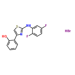 2-{2-[(2,5-Difluorophenyl)amino]-1,3-thiazol-4-yl}phenol hydrobromide (1:1) Structure