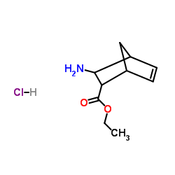 Bicyclo[2.2.1]hept-5-ene-2-carboxylic acid, 3-amino-, ethyl ester, hydrochloride (1:1) Structure