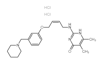 5,6-dimethyl-2-[4-[3-(1-piperidinomethyl)phenoxy]-(z)-2-butenylamino]-4(1h)-pyrimidone dihydrochloride Structure