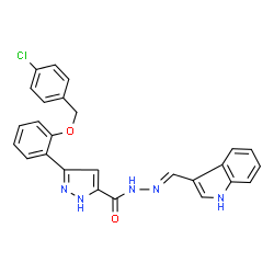 (E)-N-((1H-indol-3-yl)methylene)-3-(2-((4-chlorobenzyl)oxy)phenyl)-1H-pyrazole-5-carbohydrazide picture