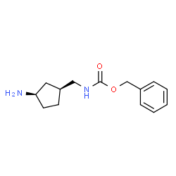 rel-苄基N-{[((1S,3R)-3-氨基环戊基]甲基}氨基甲酸酯结构式