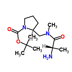 2-Methyl-2-propanyl (2S)-2-{[alanyl(methyl)amino]methyl}-1-pyrrolidinecarboxylate结构式