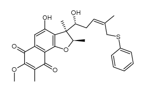 (2R,3S)-4-hydroxy-3-((R,Z)-1-hydroxy-4-methyl-5-(phenylthio)pent-3-en-1-yl)-7-methoxy-2,3,8-trimethyl-2,3-dihydronaphtho[1,2-b]furan-6,9-dione结构式