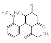 1,3-Cyclohexanedione,5-(2-methoxyphenyl)-4-methyl-6-(1-oxopropyl)-结构式