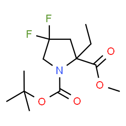 1-tert-butyl 2-methyl 2-ethyl-4,4-difluoropyrrolidine-1,2-dicarboxylate结构式