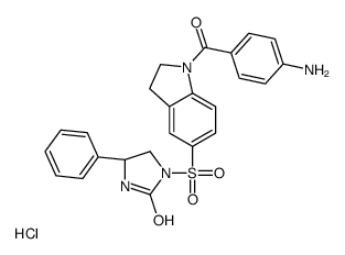 (4S)-1-[[1-(4-aminobenzoyl)-2,3-dihydroindol-5-yl]sulfonyl]-4-phenylimidazolidin-2-one,hydrochloride Structure