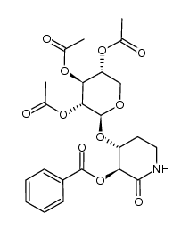 (2S,3R,4S,5R)-2-(((3S,4R)-3-(benzoyloxy)-2-oxopiperidin-4-yl)oxy)tetrahydro-2H-pyran-3,4,5-triyl triacetate结构式