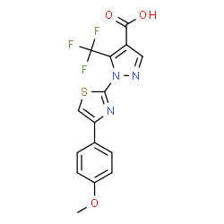 1-[4-(4-Methoxyphenyl)-1,3-thiazol-2-yl]-5-(trifluoromethyl)-1H-pyrazole-4-carboxylic acid structure