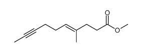 (E)-4-methyl-dec-4-en-8-ynoic acid methyl ester结构式