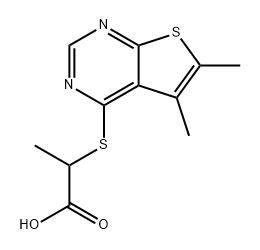 2-((5,6-Dimethylthieno[2,3-d]pyrimidin-4-yl)thio)propanoic acid structure