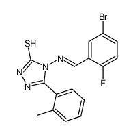 4-[(5-bromo-2-fluorophenyl)methylideneamino]-3-(2-methylphenyl)-1H-1,2,4-triazole-5-thione结构式