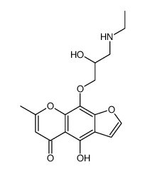 9-(3-Ethylamino-2-hydroxy-propoxy)-4-hydroxy-7-methyl-furo[3,2-g]chromen-5-one结构式